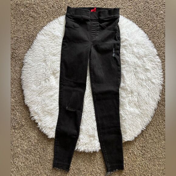 Spanx Pull On Jeans Stretchy Elastic Waist Black Womens Size XS - Picture 1 of 8